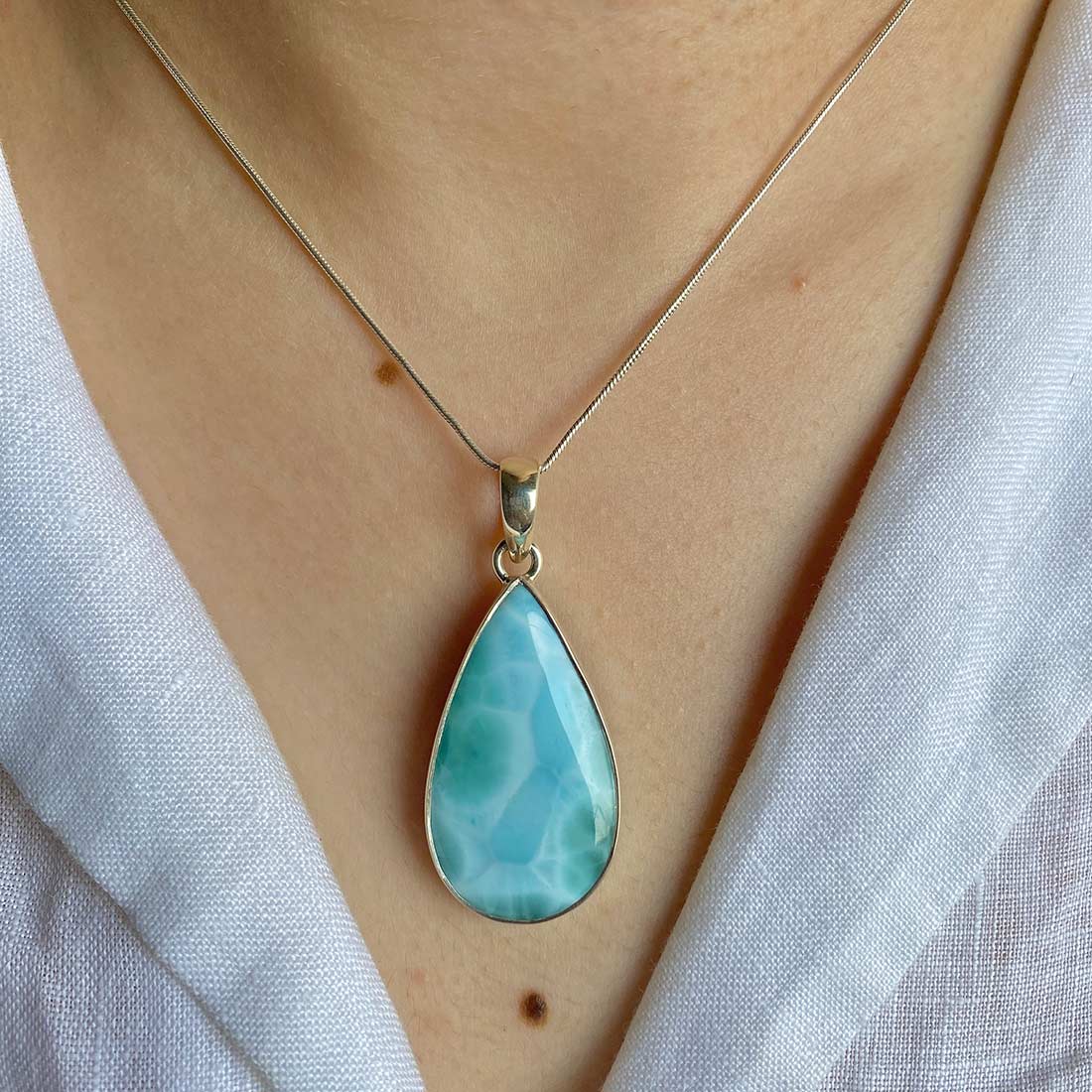 Premium Larimar Healing Pendant - LAR-P-22