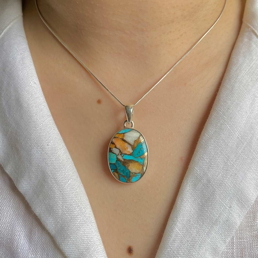 Premium Spiny Oyster Turquoise Statement Pendant - Sagacia Jewelry