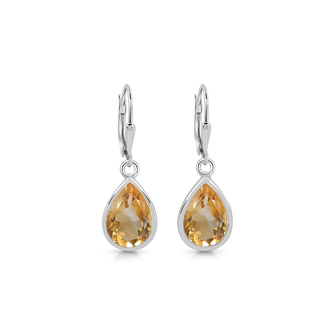 Premium Citrine Leverback Earrings - Elegant Yellow Gemstone Jewelry (CIT-SE-1252)