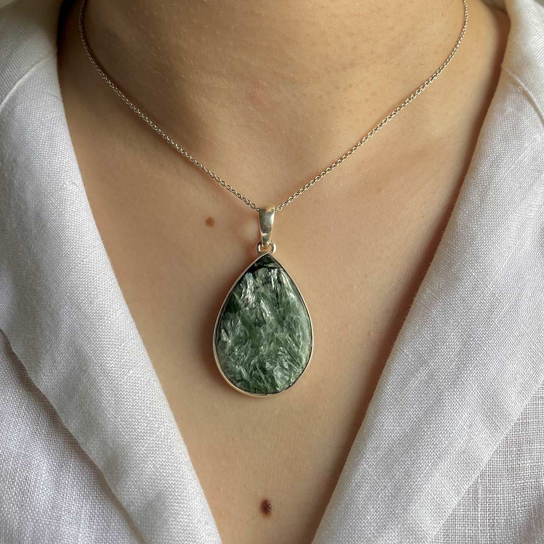 Premium Seraphinite Pendant - Ultimate Elegance (SER-P-19)