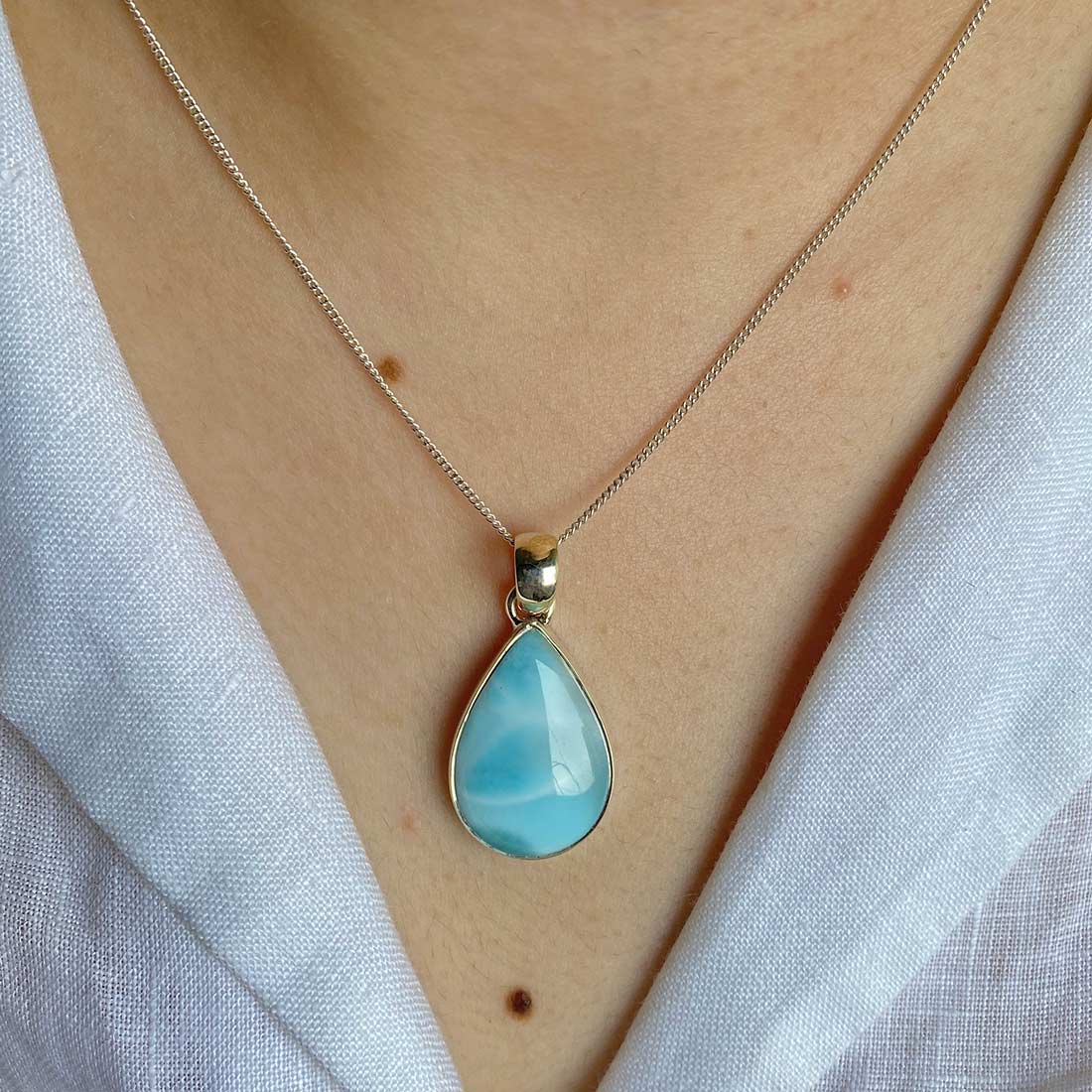 Premium Larimar Healing Pendant - LAR-P-18