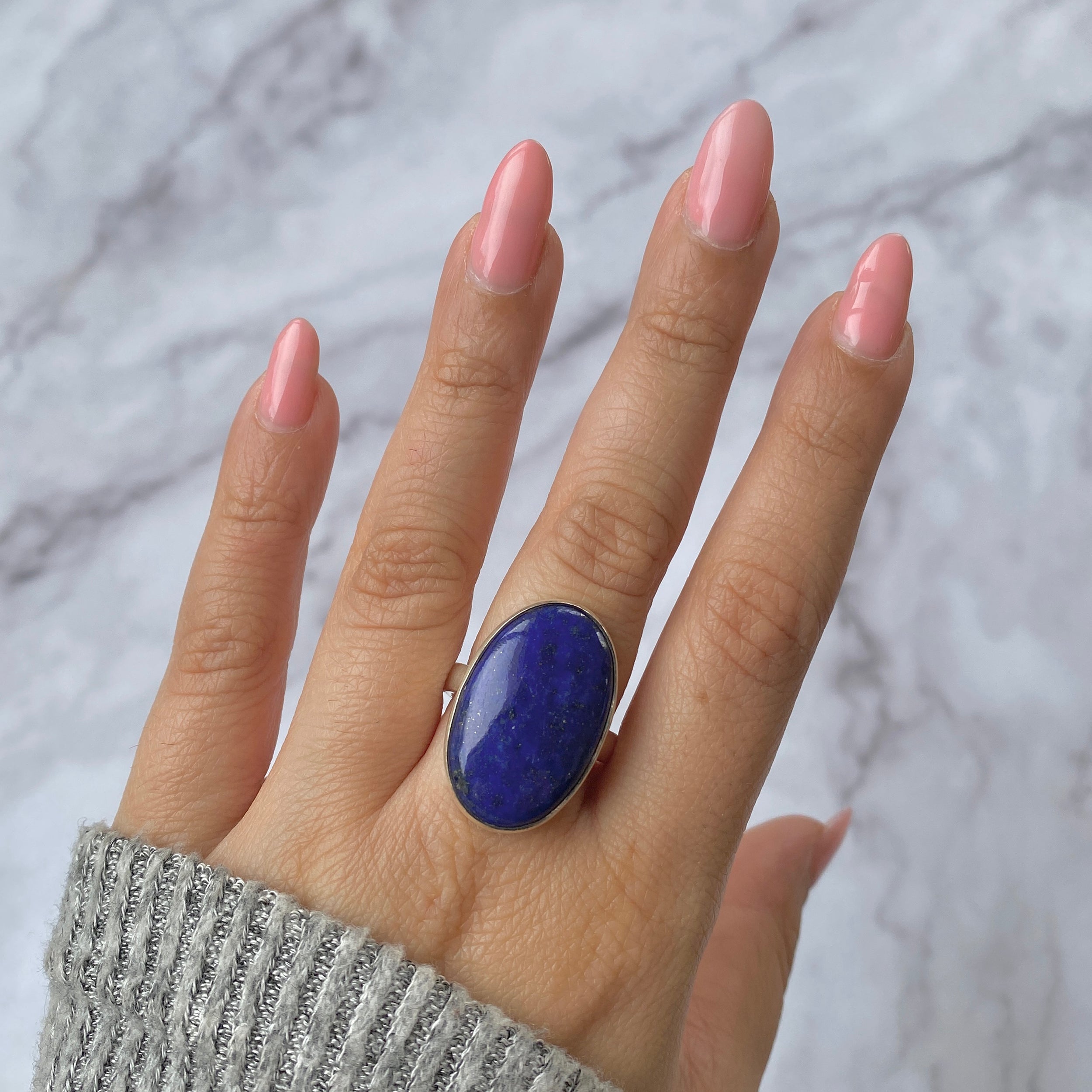 Sagacia Premium Lapis Adjustable Ring - Elegant Blue Gemstone Jewelry