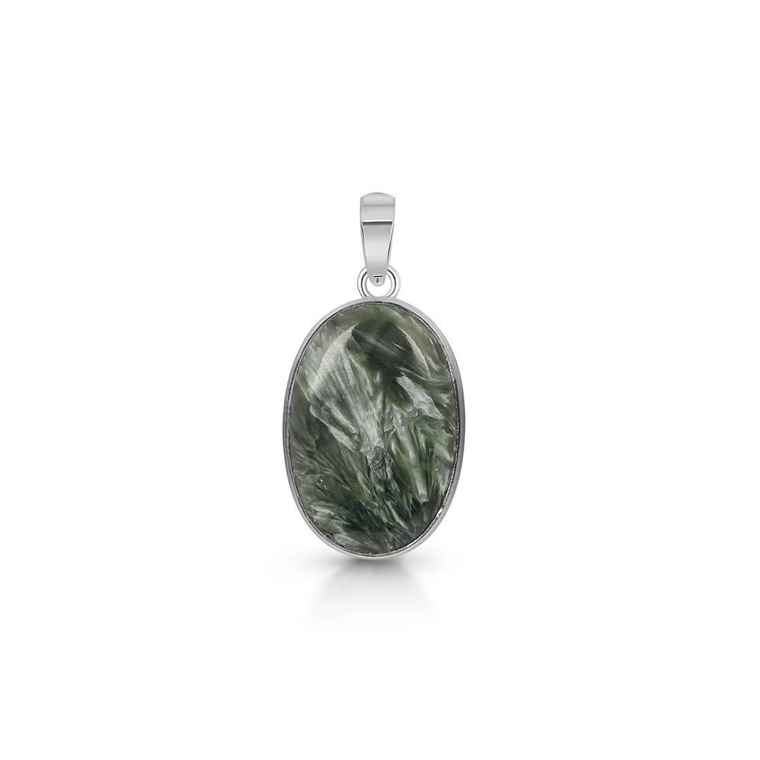 Premium Seraphinite Silver Pendant - Embrace Elegance (SER-P-18)