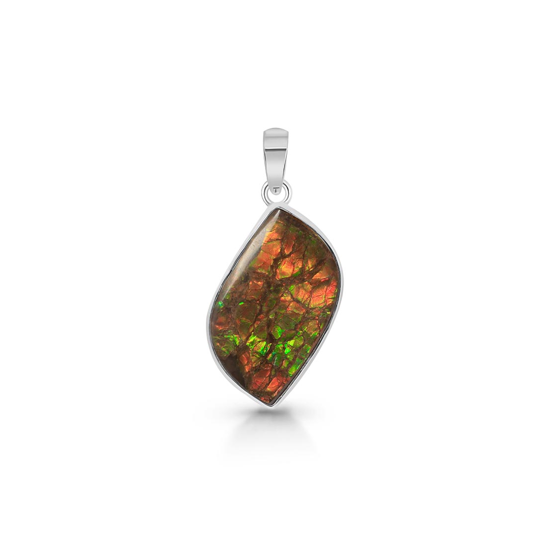 Premium Ammolite Pendant - Elegant 925 Sterling Silver Jewelry