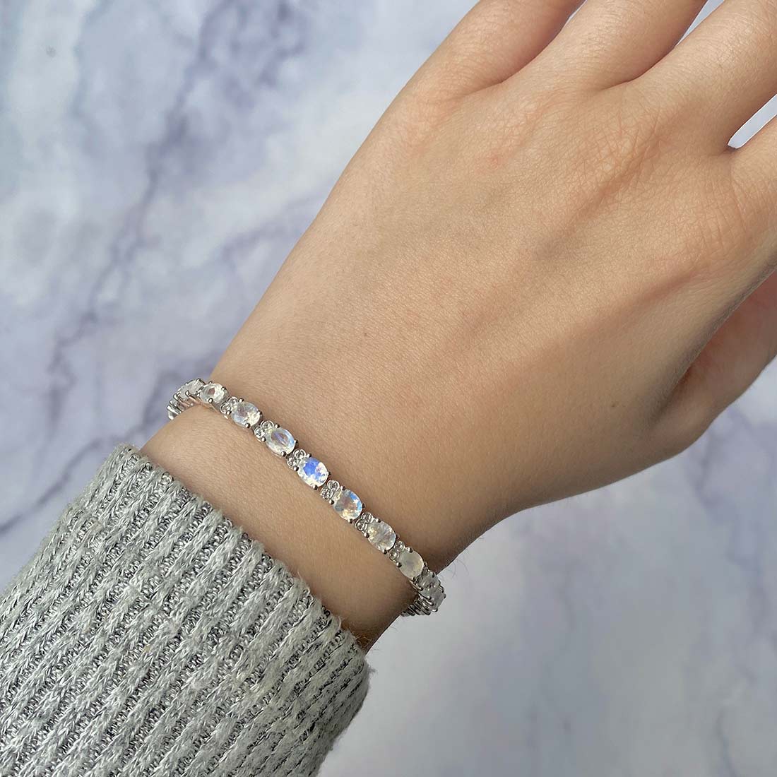 Premium Moonstone Bracelet | Elegant 925 Sterling Silver Jewelry (RBM-SB-112)