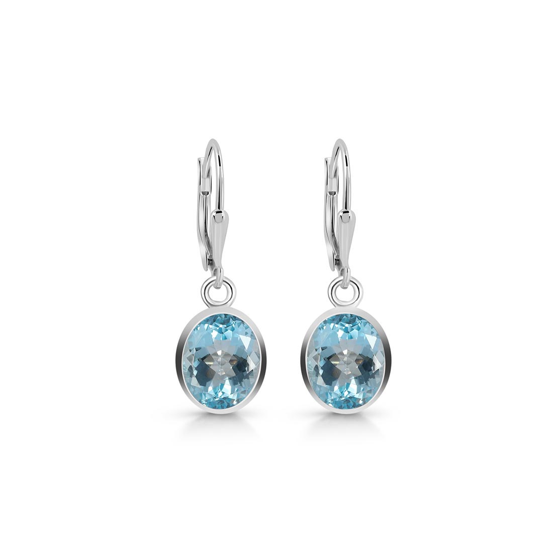 Premium Blue Topaz Leverback Earrings - Elegant Sagacia Design (BTZ-SE-713)