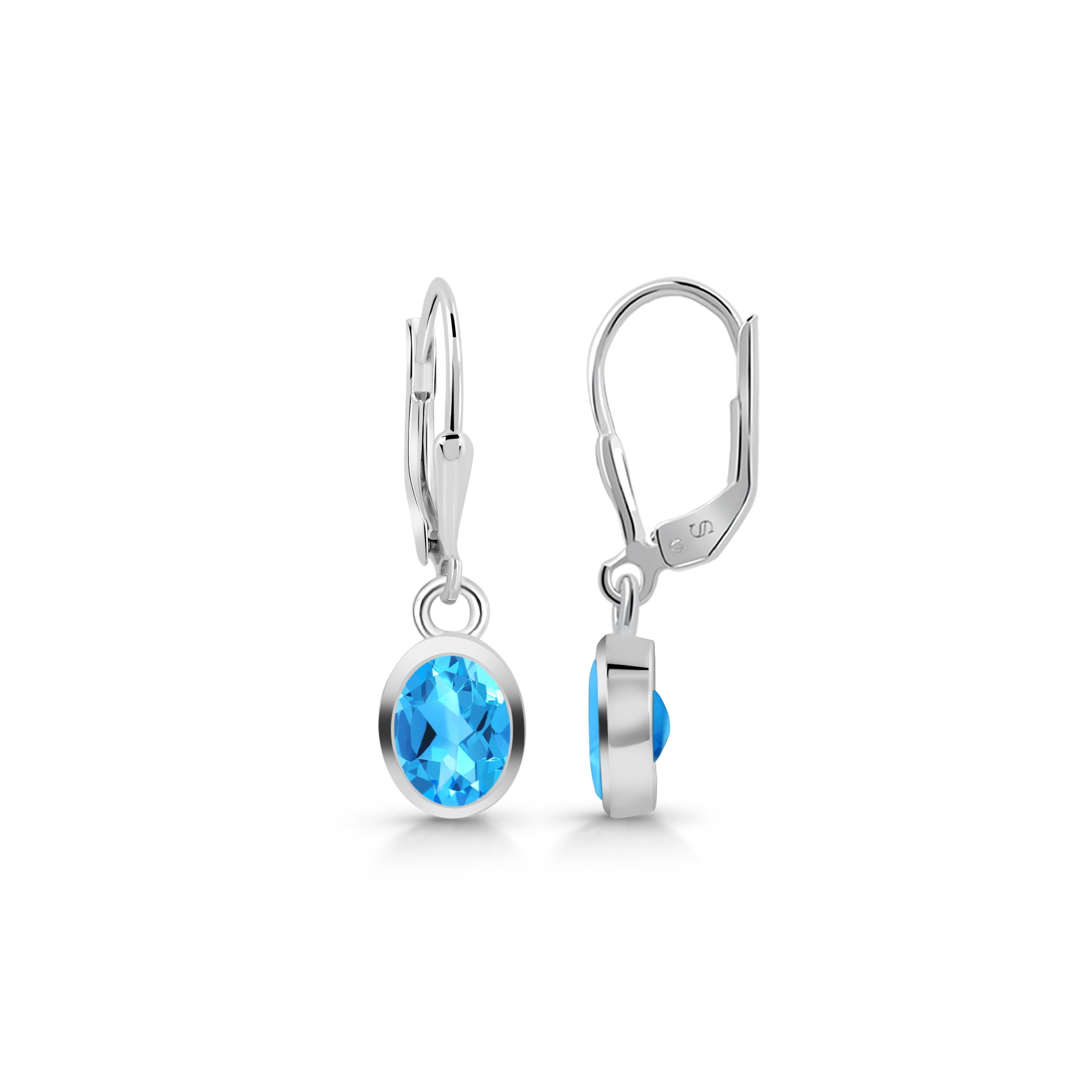 Premium Swiss Blue Topaz Leverback Earrings - Ultimate Elegance