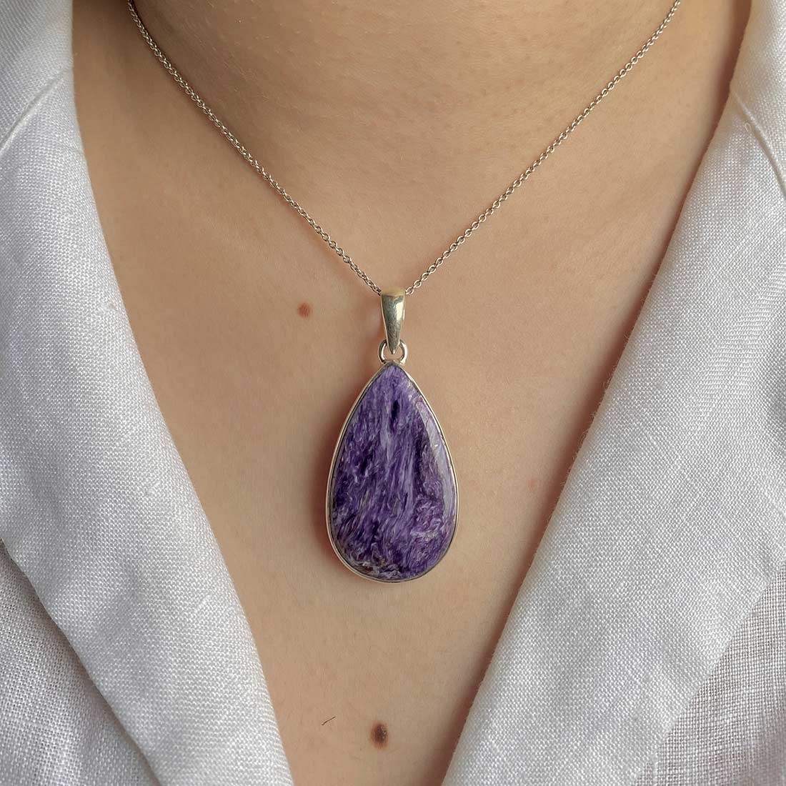 Premium Charoite Statement Pendant - Elegant Purple Gemstone Jewelry