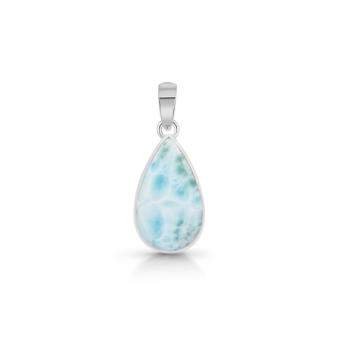 Premium Larimar Pendant - Elegant 925 Sterling Silver Jewelry