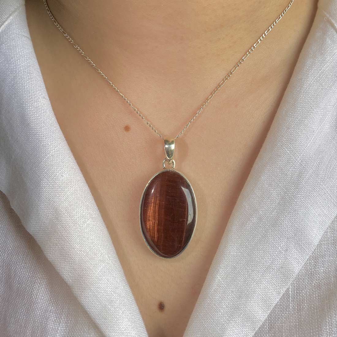 Premium Red Tiger Eye Pendant - Sagacia Statement Jewelry