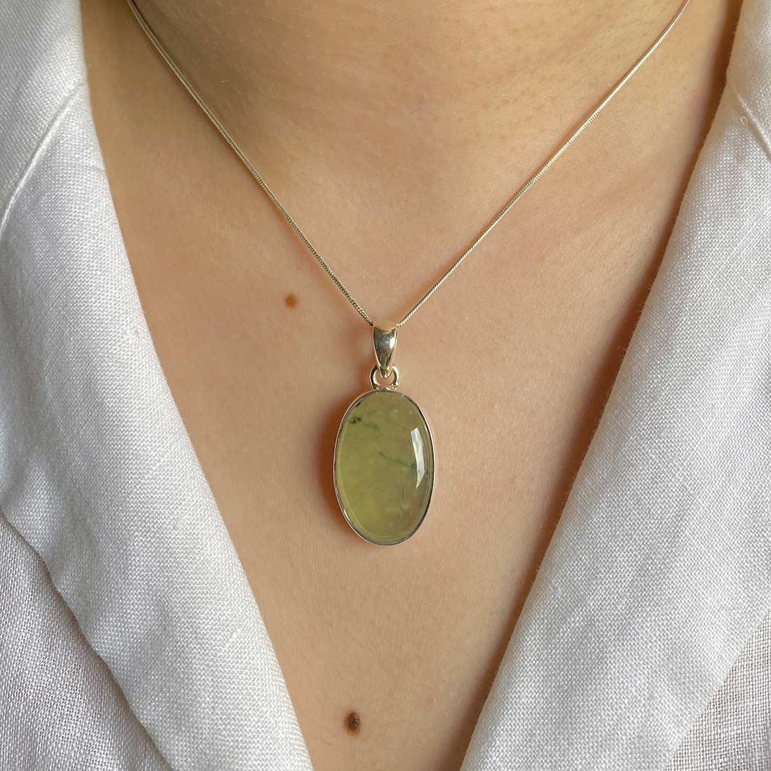 Premium Prehnite Pendant - Elegant Green Gemstone Jewelry