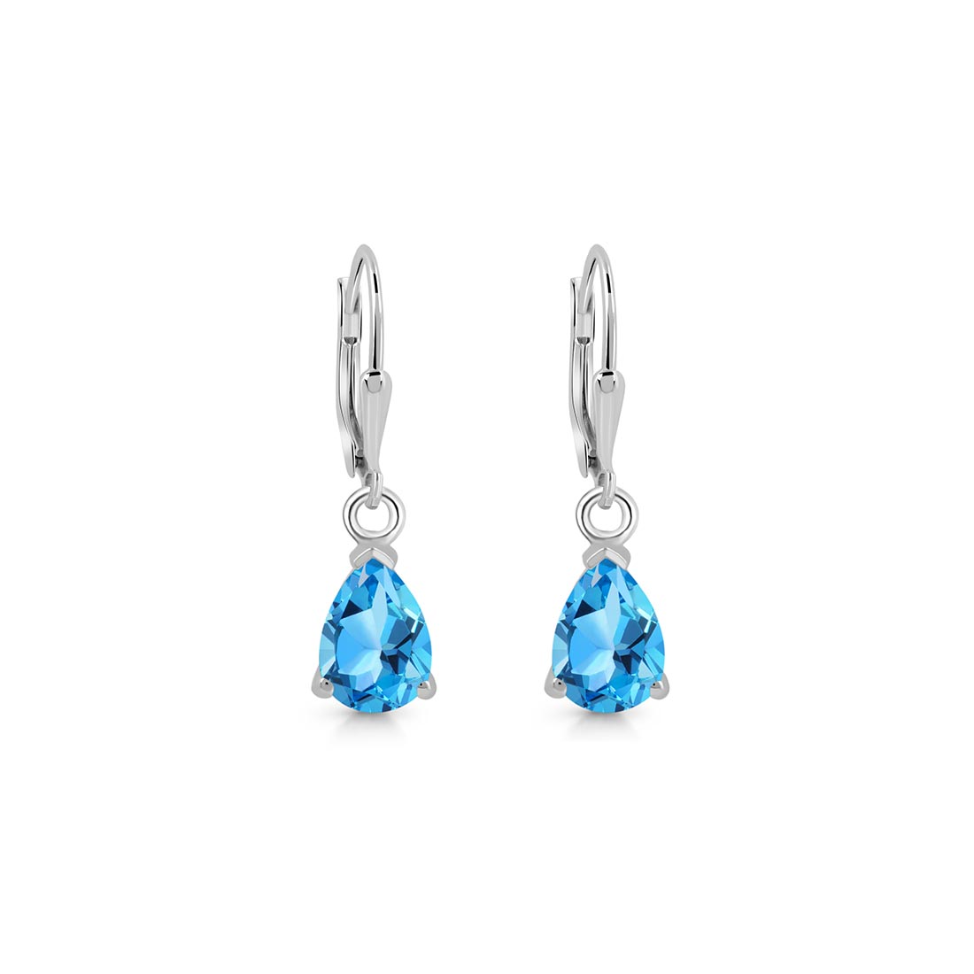 Premium Swiss Blue Topaz Leverback Earrings - Ultimate Elegance