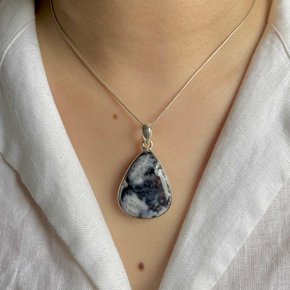 Premium Dendritic Agate Silver Pendant - Ultimate Statement Jewelry