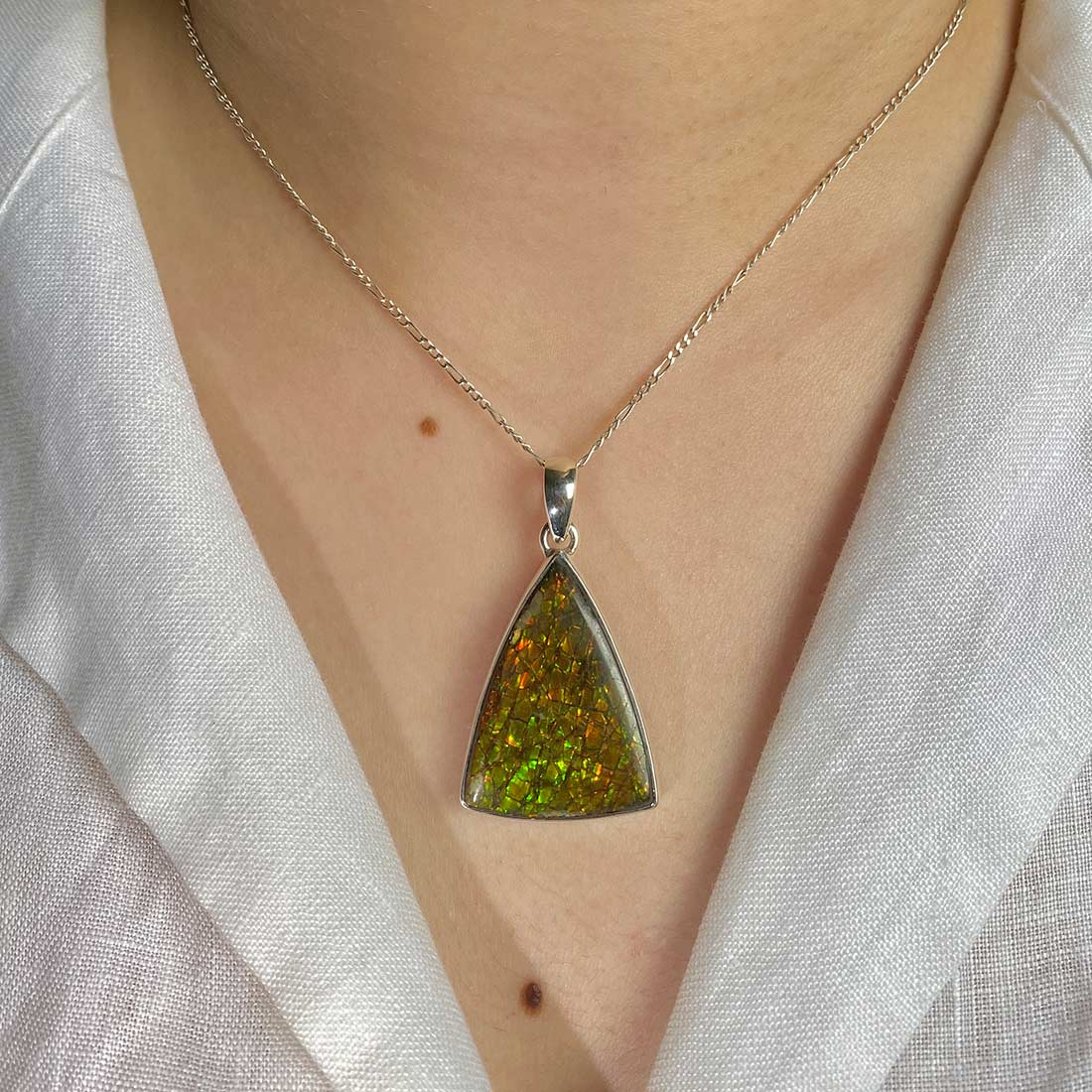 Premium Ammolite Pendant - AML-P-10 | Elegant Sterling Silver Jewelry