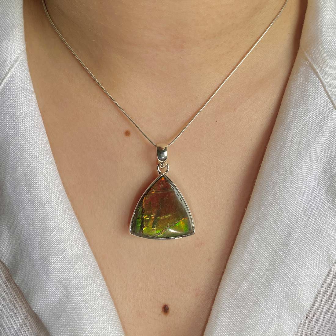 Premium Ammolite Pendant - AML-P-19 | Authentic Sterling Silver Jewelry