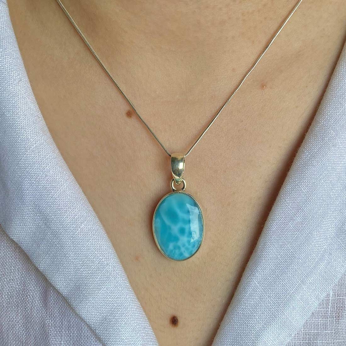 Premium Larimar Healing Pendant - LAR-P-13