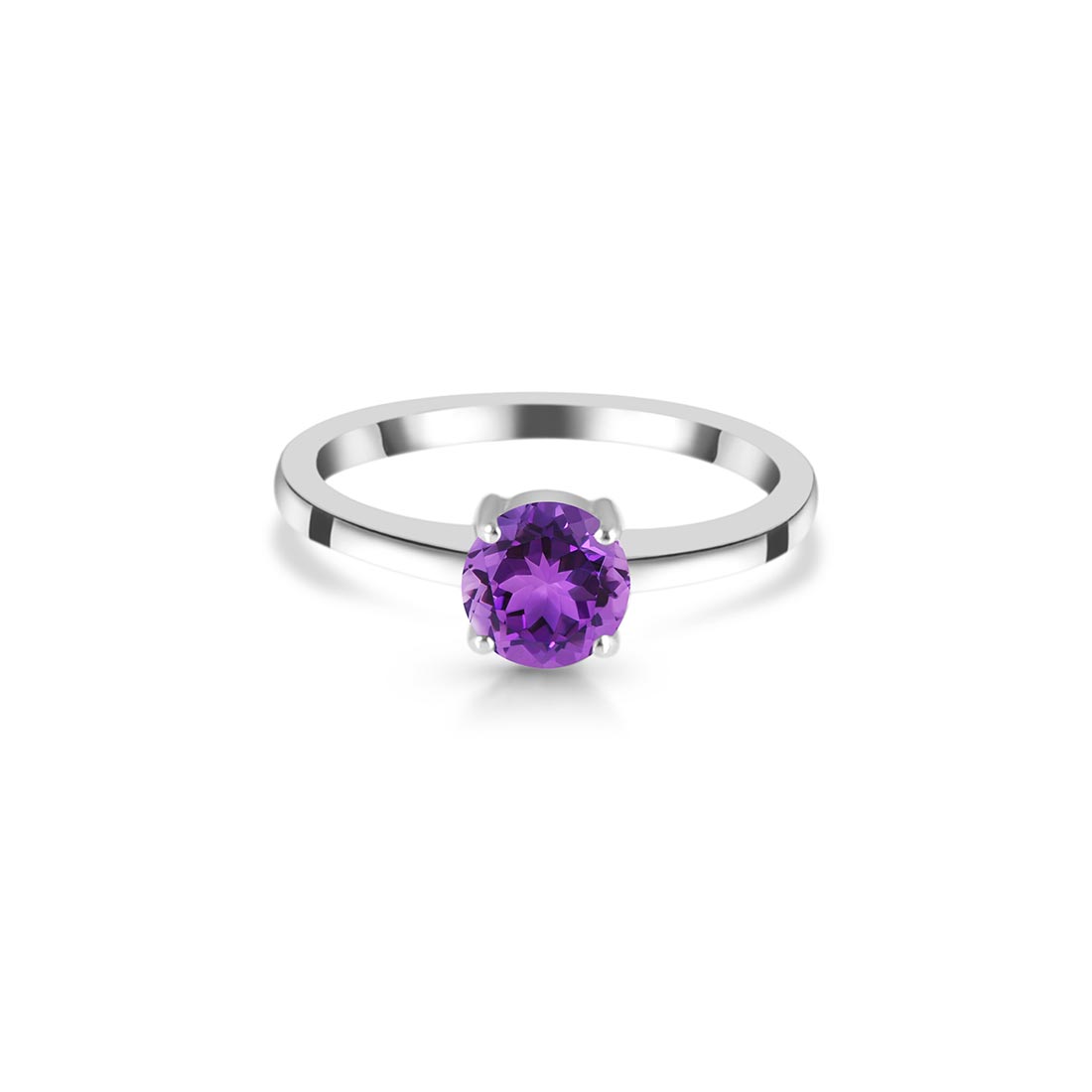 Premium Dainty Amethyst Ring - Elegant 925 Sterling Silver Jewelry (AMT-SR-236)