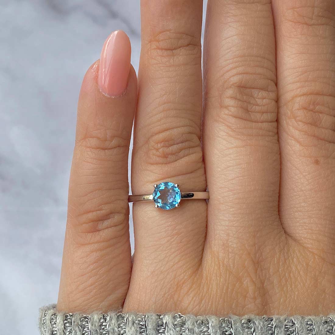 Premium Swiss Blue Topaz Ring - Ultimate Elegance (SBTZ-SR-236)