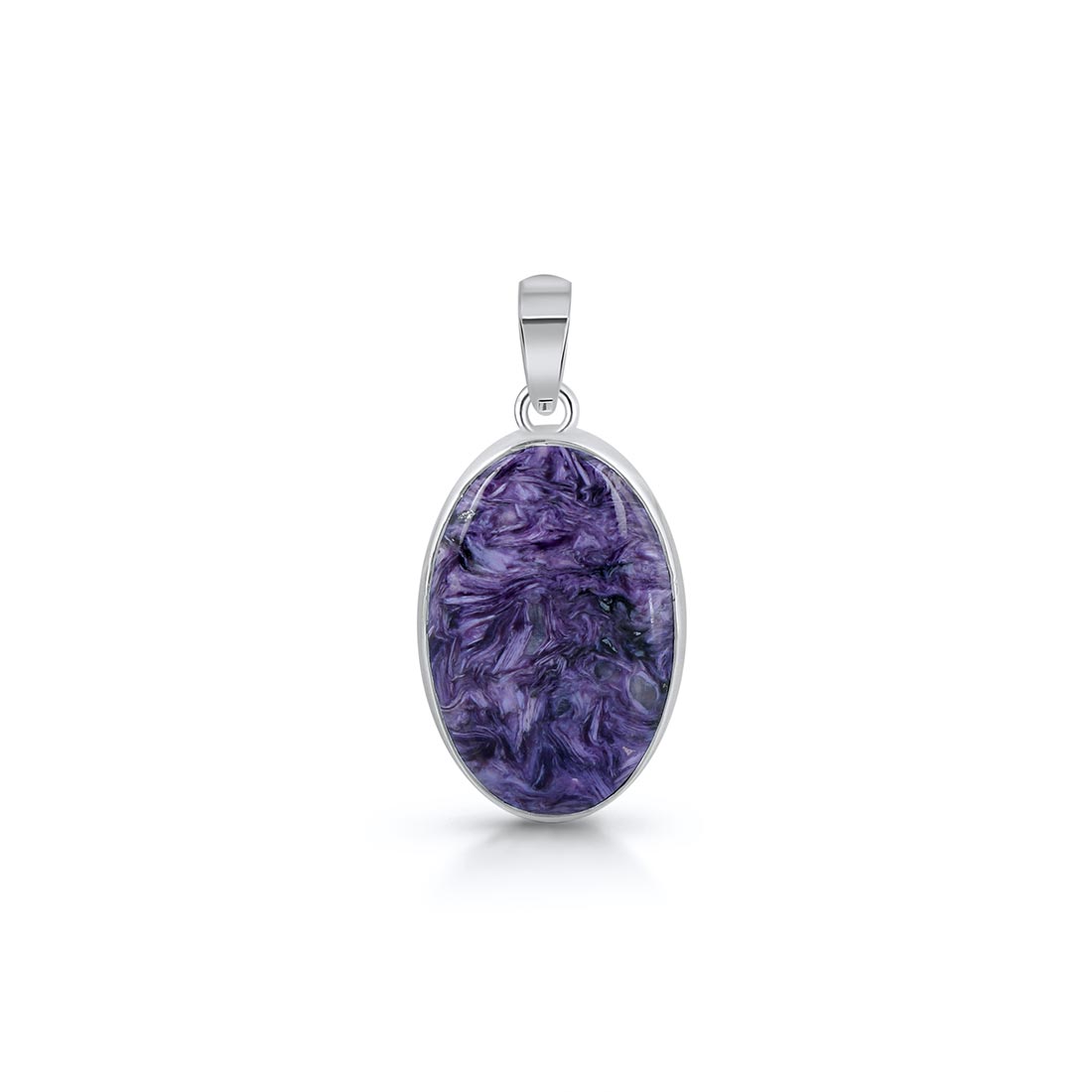 Premium Charoite Silver Pendant - Elegant Purple Gemstone Jewelry