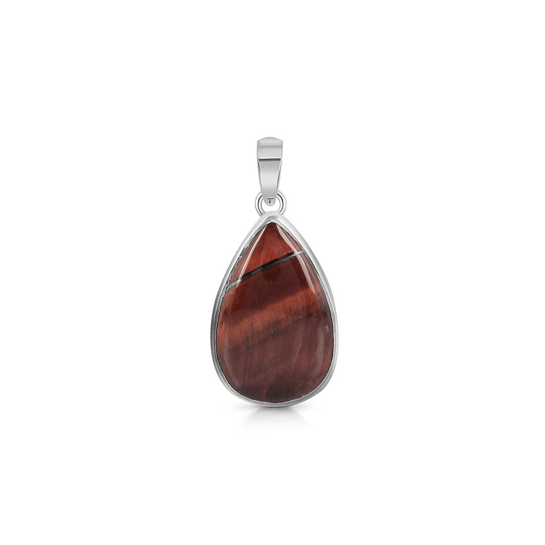 Premium Red Tiger Eye Pendant - Elegant 925 Sterling Silver Jewelry