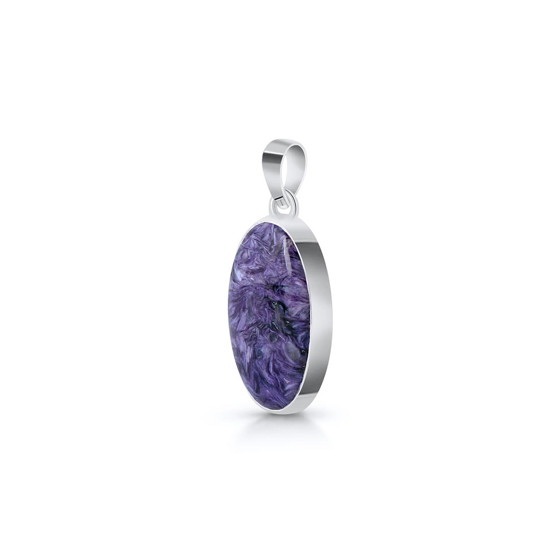 Premium Charoite Silver Pendant - Elegant Purple Gemstone Jewelry