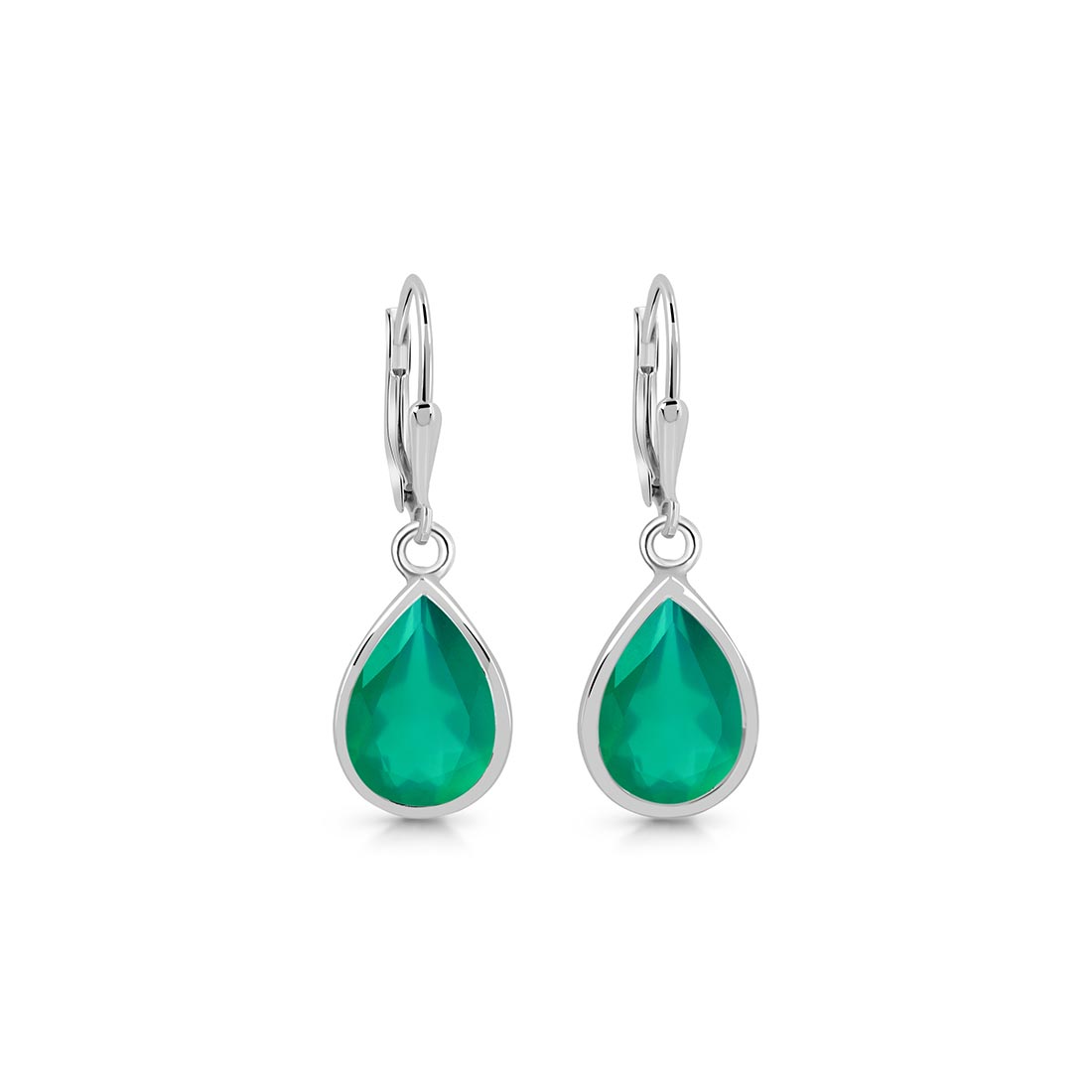 Premium Dainty Green Onyx Leverback Earrings - Elegant & Versatile