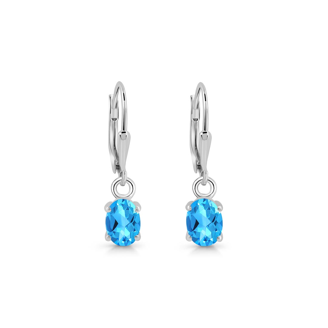 Premium Swiss Blue Topaz Leverback Earrings - Ultimate Elegance