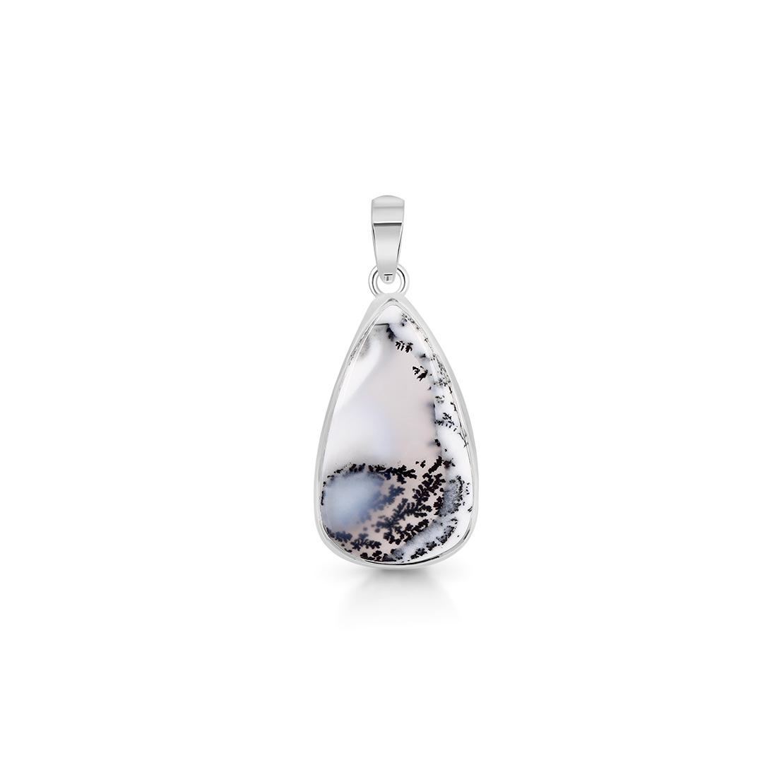 Premium Dendritic Agate Silver Pendant - Ultimate Elegance