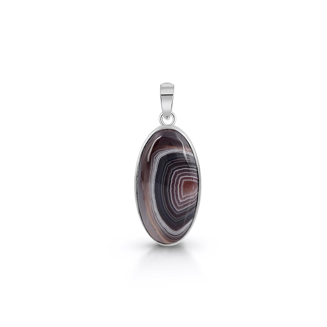 Premium Botswana Agate Pendant - Sterling Silver Elegance