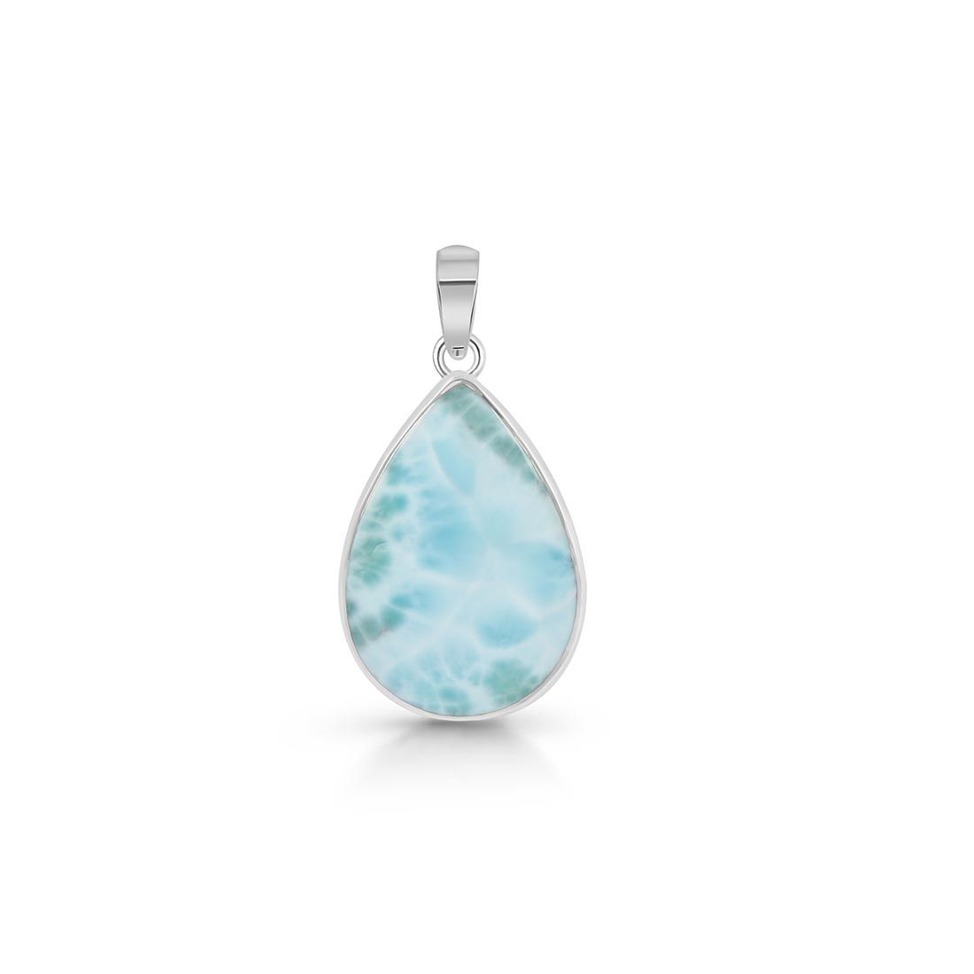 Premium Larimar Healing Pendant - 925 Sterling Silver (LAR-P-8)