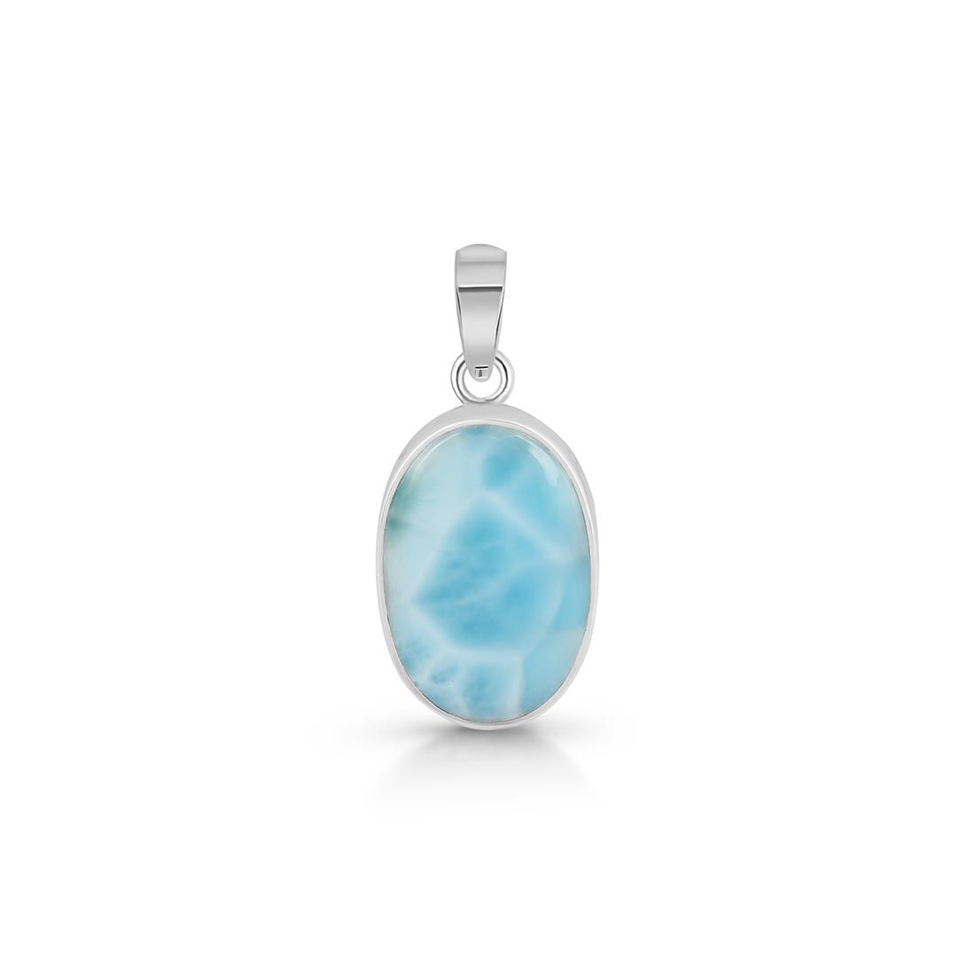 Premium Larimar Statement Pendant - Elegant Ocean Blue Design (LAR-P-27)