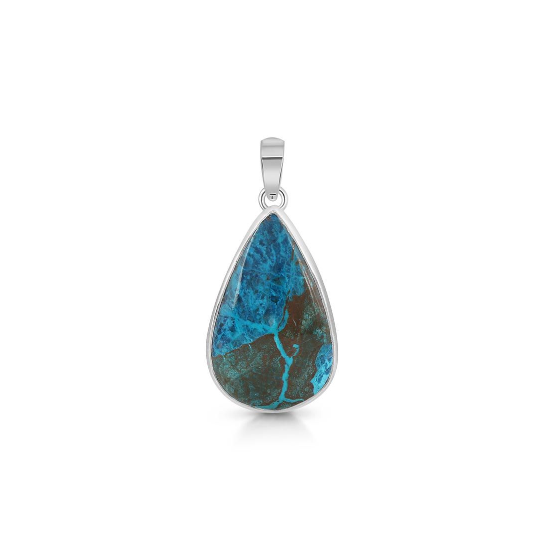 Premium Shattuckite Statement Pendant - Elegant 925 Sterling Silver Jewelry