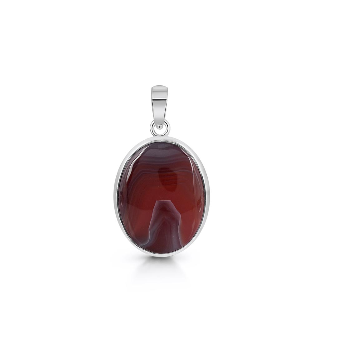 Premium Botswana Agate Silver Pendant - Elegant Healing Jewelry