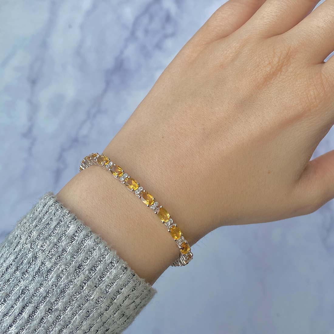 Premium Citrine Bracelet - Elegant 925 Sterling Silver Jewelry (CIT-SB-109)