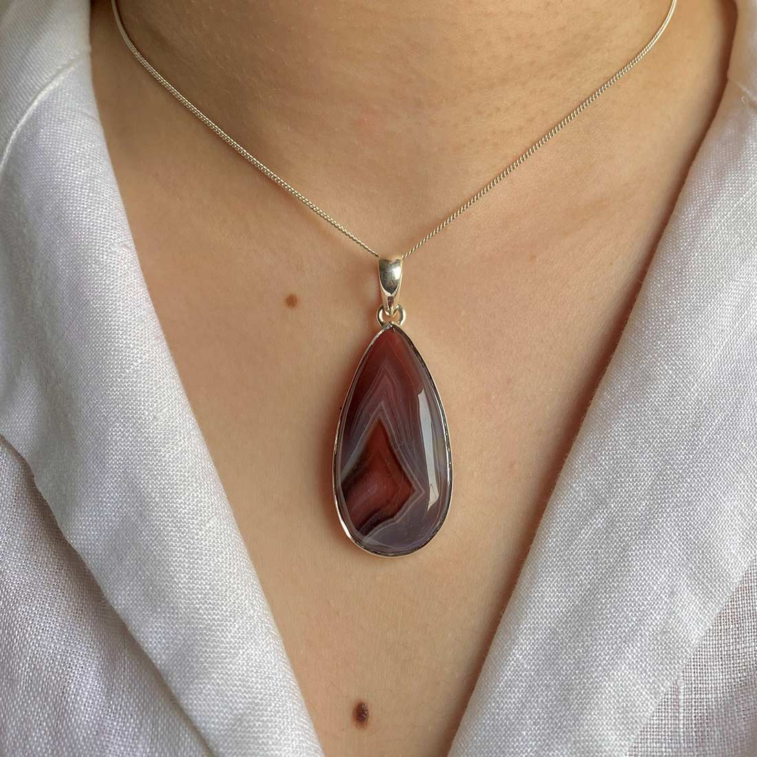 Premium Botswana Agate Pendant - Elegant Healing Jewelry (RBA-P-8)