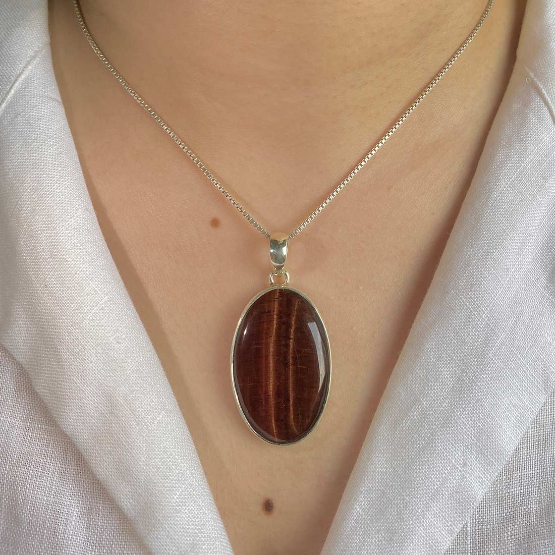 Premium Red Tiger Eye Pendant - Sagacia Statement Jewelry (RTE-P-22)