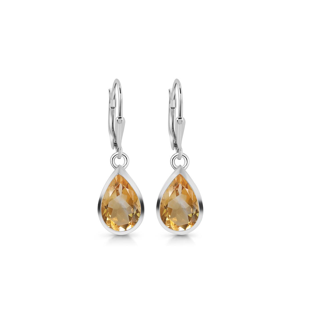 Premium Citrine Leverback Earrings - Elegant Pear-Cut Design