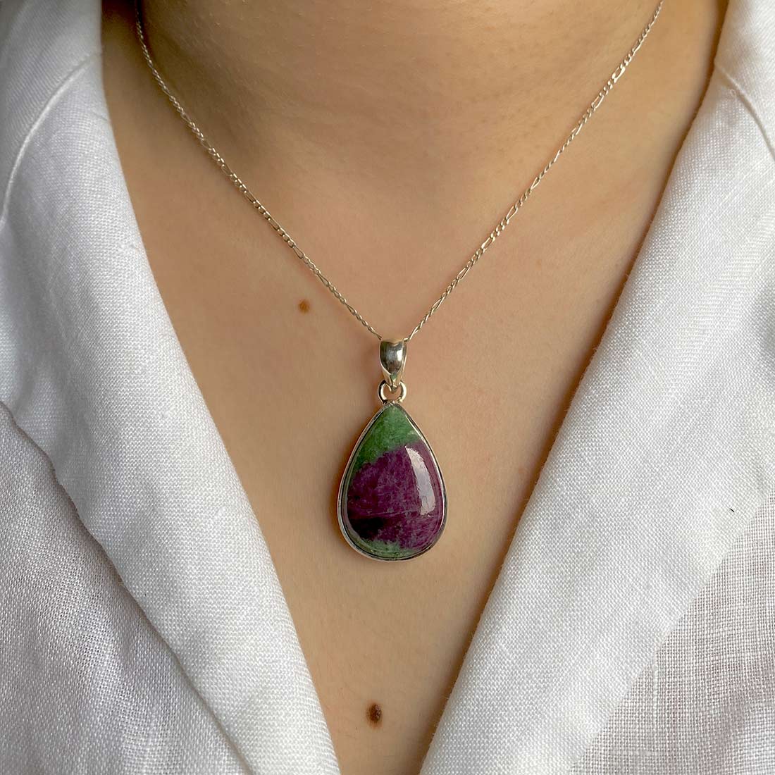 Premium Ruby Zoisite Pendant - Ultimate Elegance in Sterling Silver