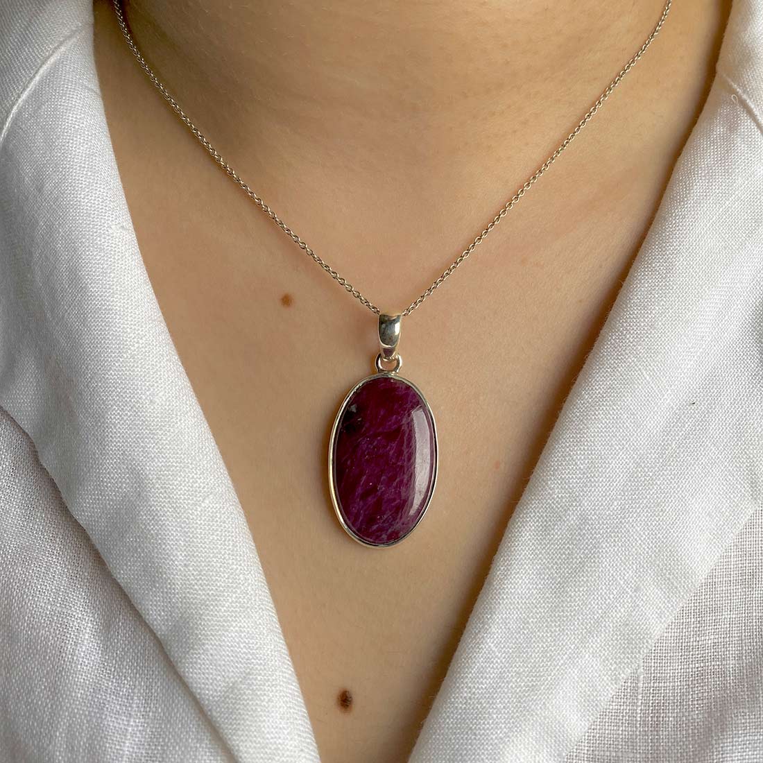 Premium Pink Ruby Zoisite Pendant - Elegant 925 Sterling Silver Jewelry