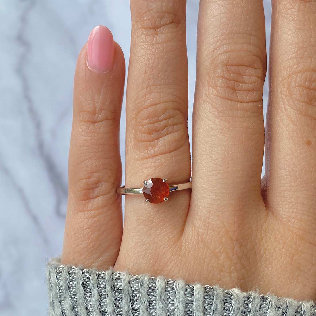 Premium Dainty Orange Kyanite Ring - Ultimate Sun-Inspired Elegance