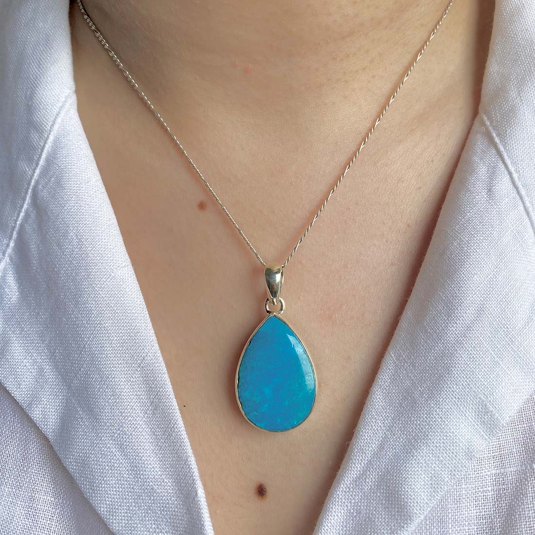 Premium Turquoise Statement Pendant - Elegant 925 Sterling Silver Jewelry