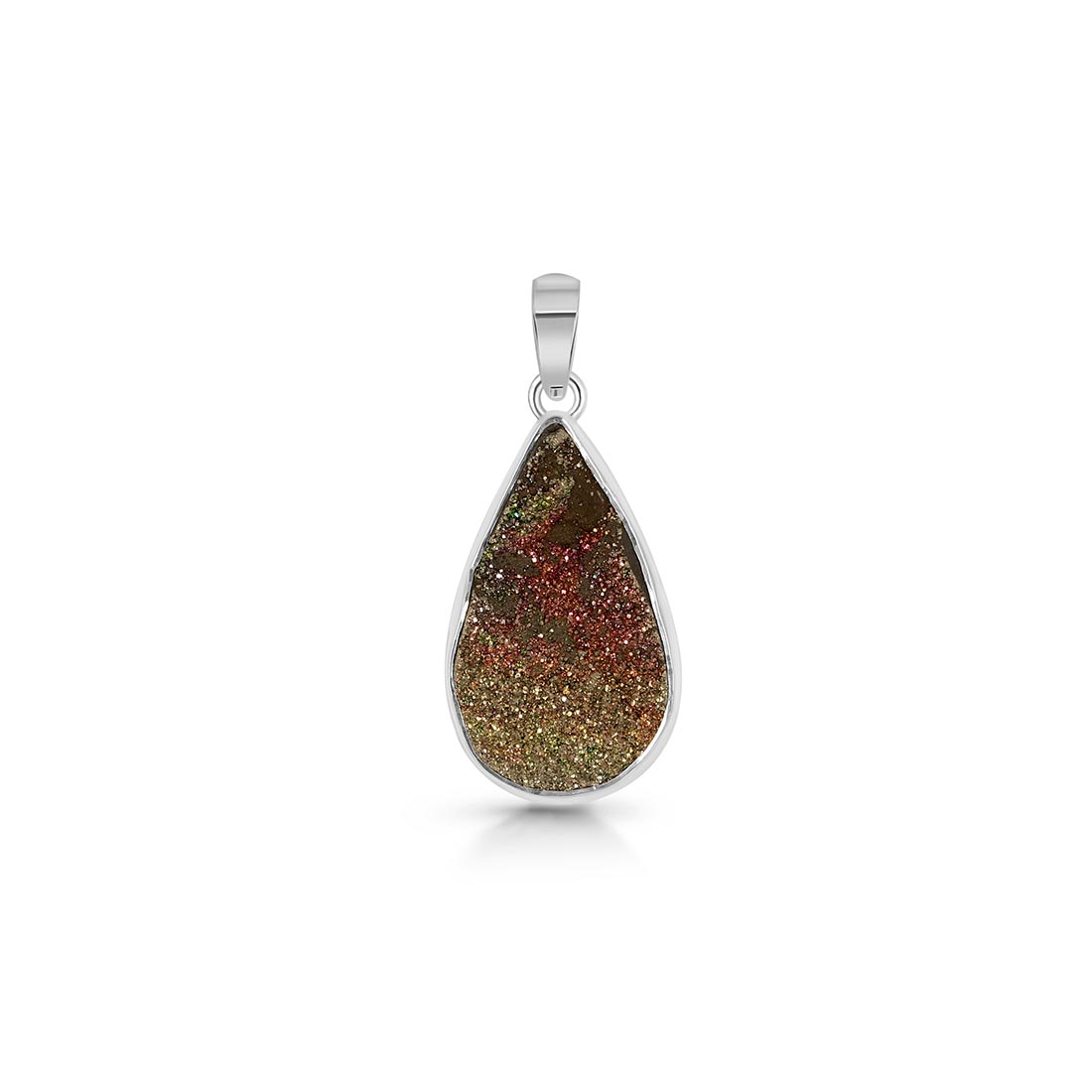 Ultimate Spectropyrite Druzy Pendant - Elegant Silver Statement Jewelry