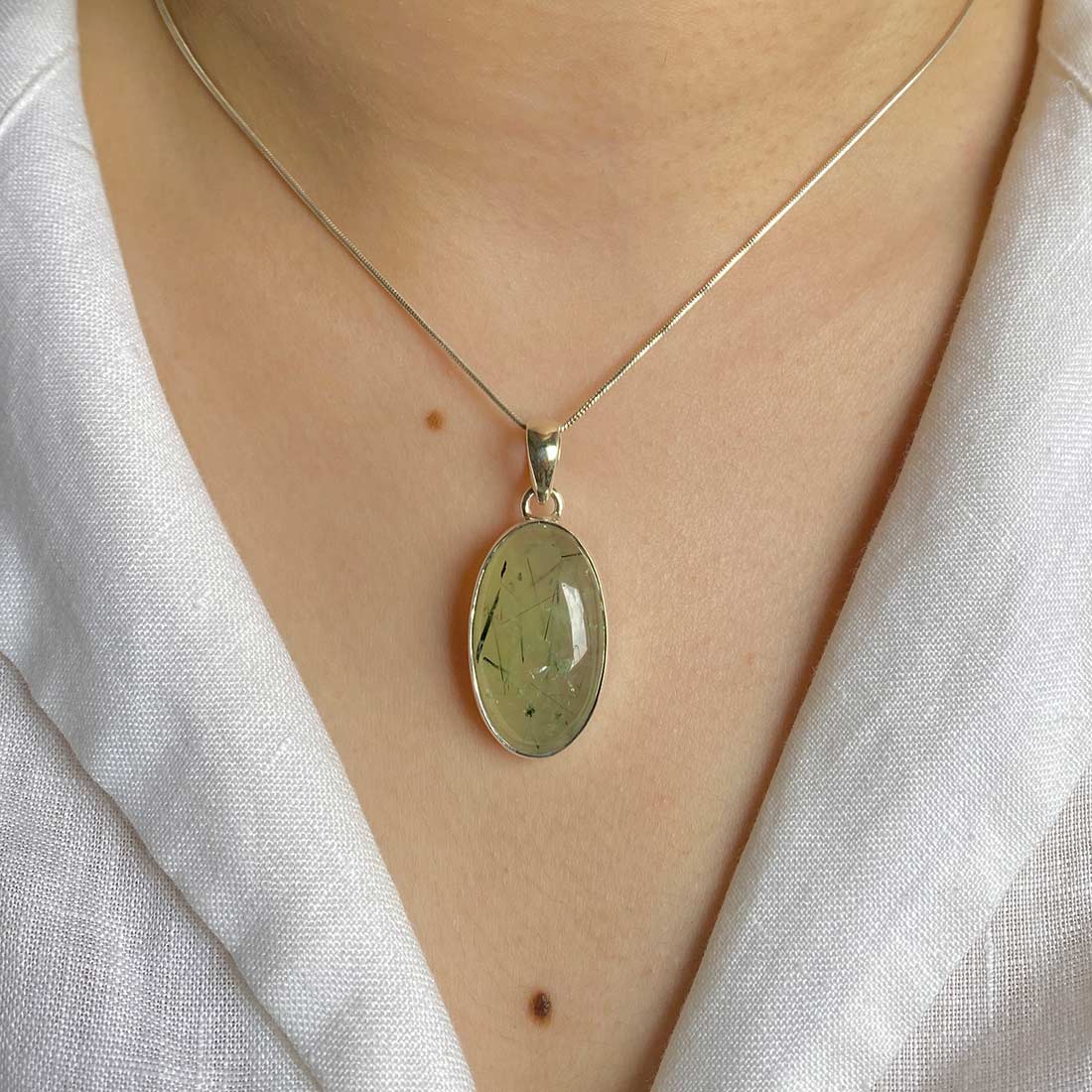 Premium Prehnite Statement Pendant - PRN-P-3