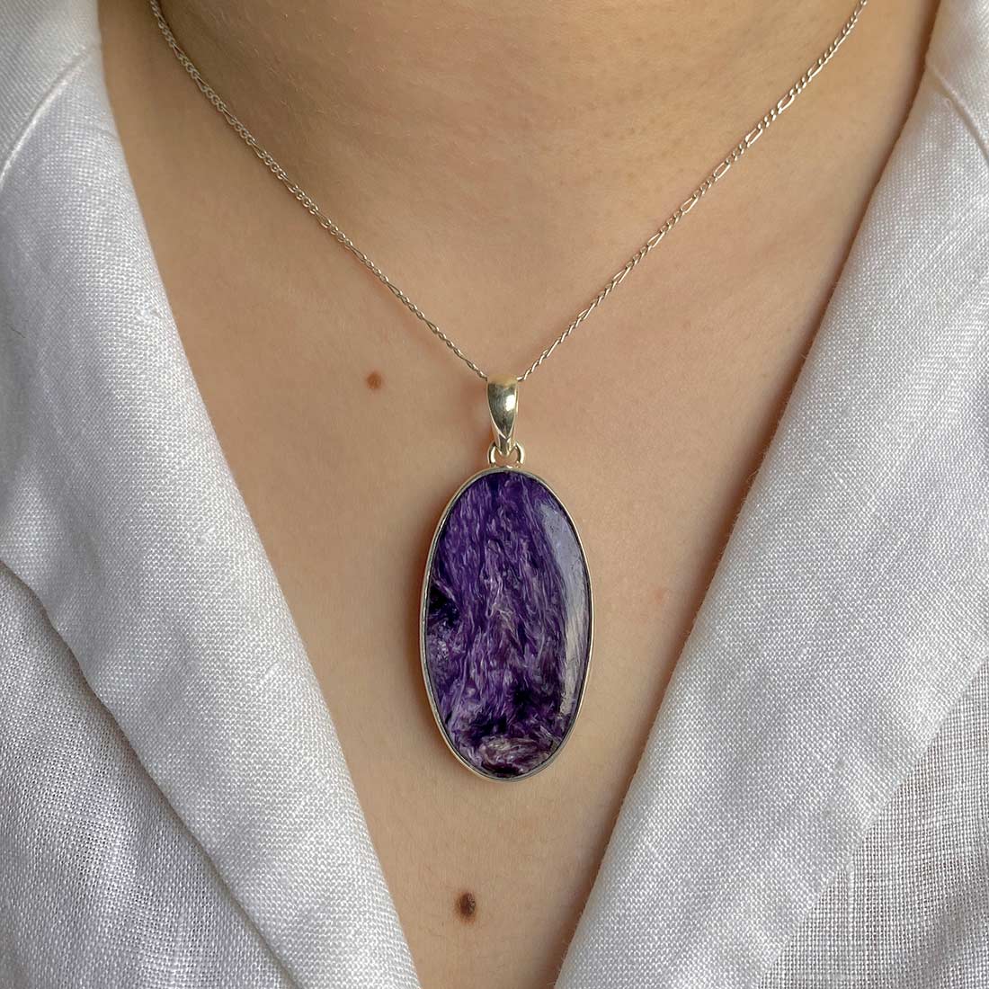 Premium Charoite Pendant - Elegant Purple Statement Jewelry (CHR-P-11)