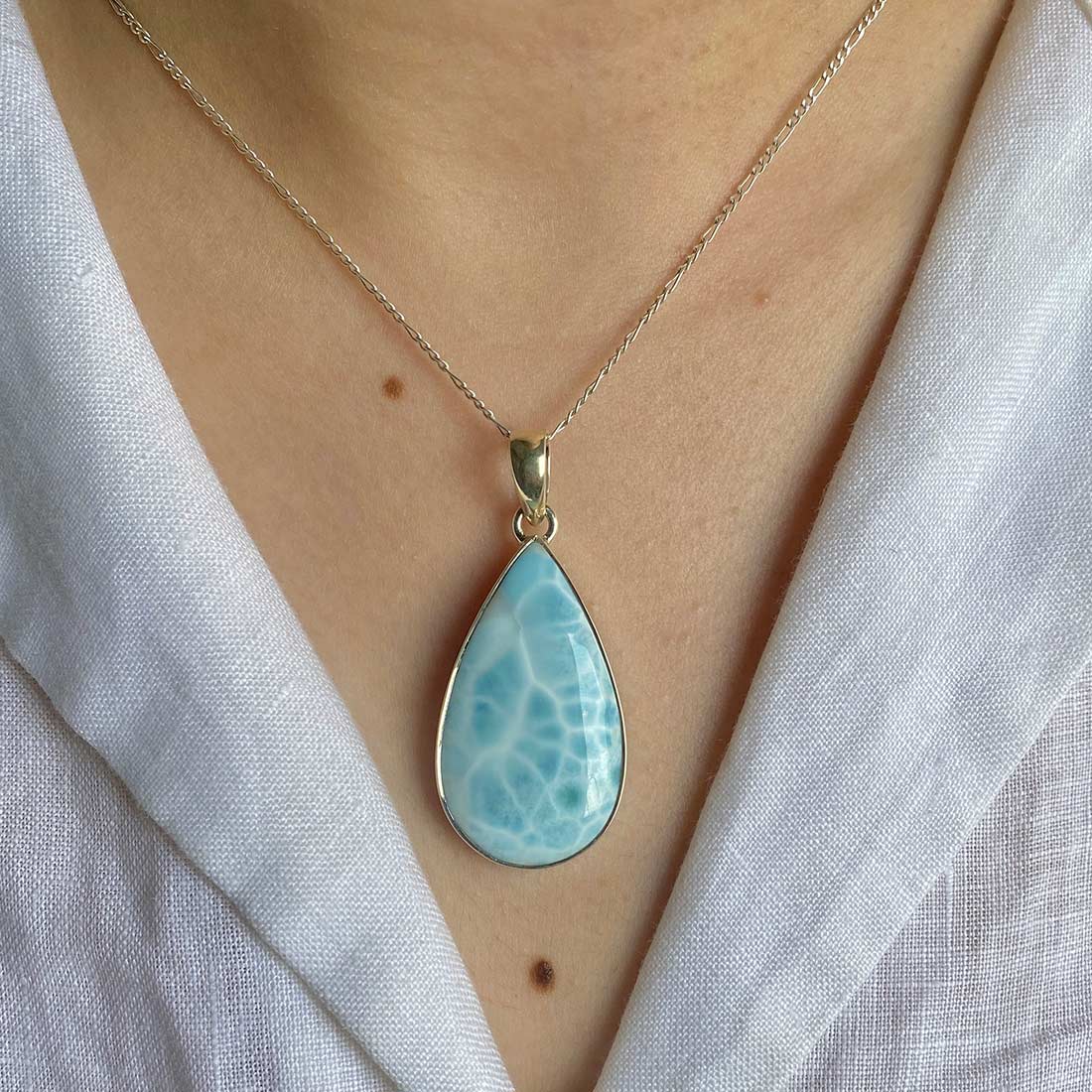 Premium Larimar Pendant - Ultimate Healing Jewelry (LAR-P-9)