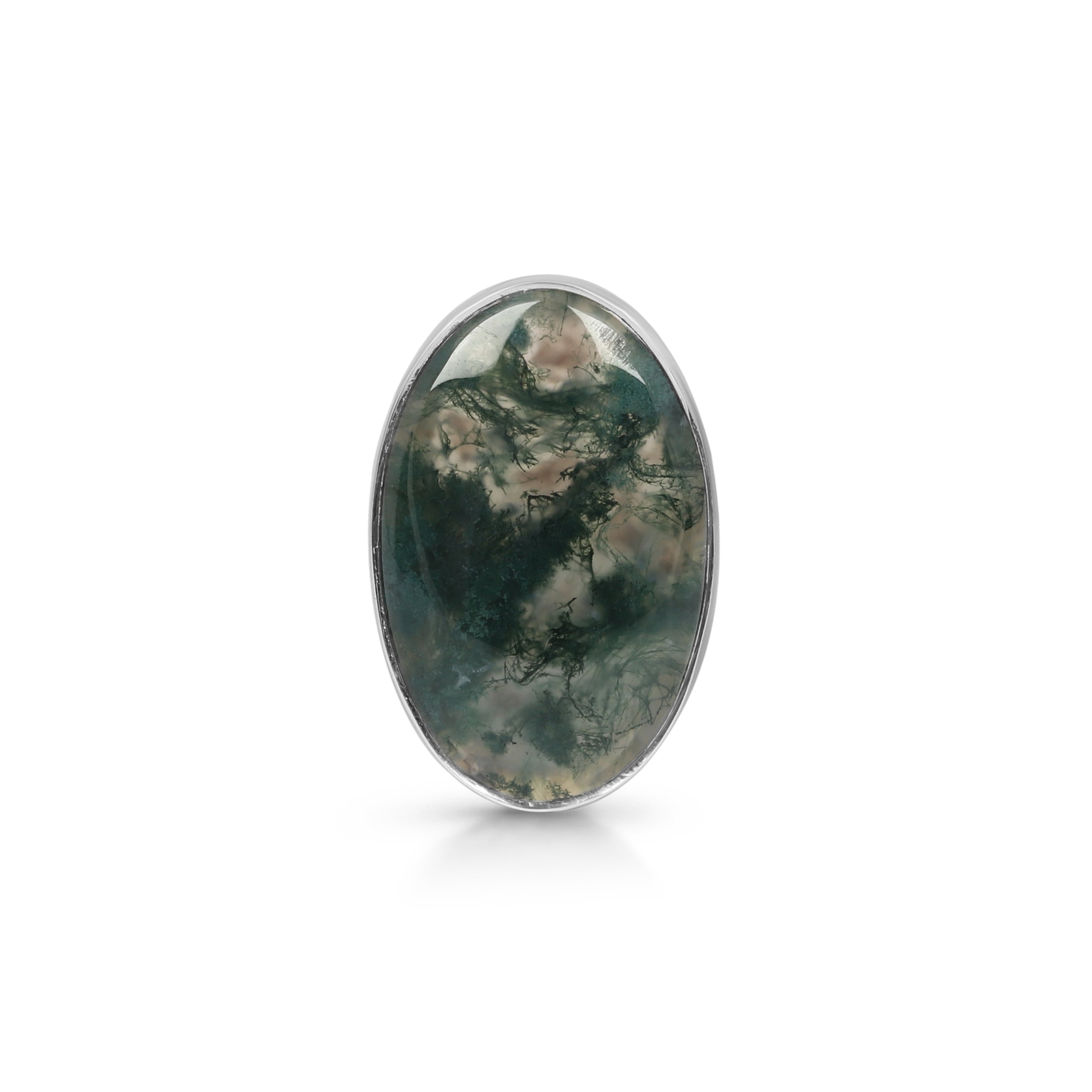 Premium Moss Agate Adjustable Ring - Elegant Statement Jewelry