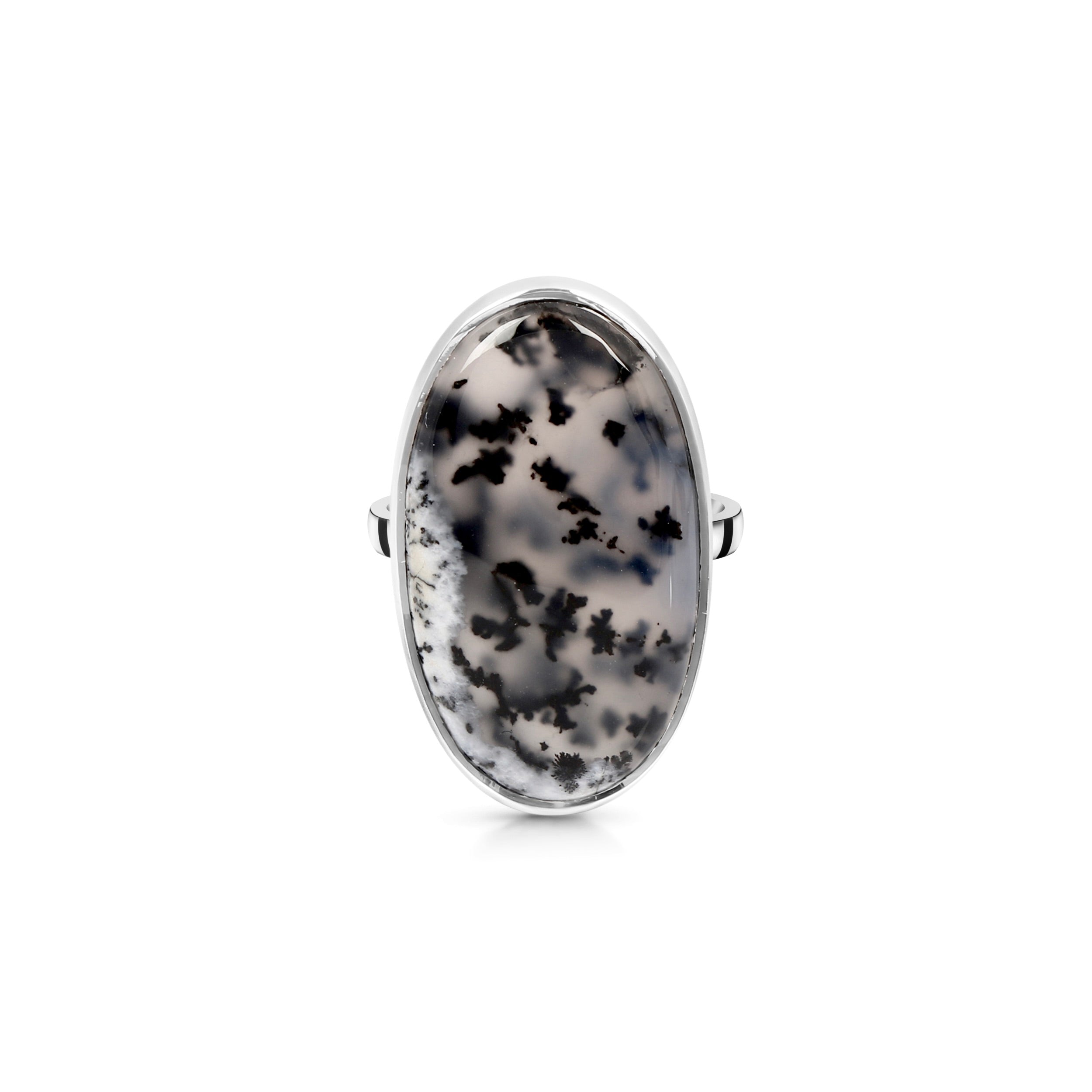 Premium Dendritic Agate Statement Ring - Elegant Adjustable Design (DDA-R-18)