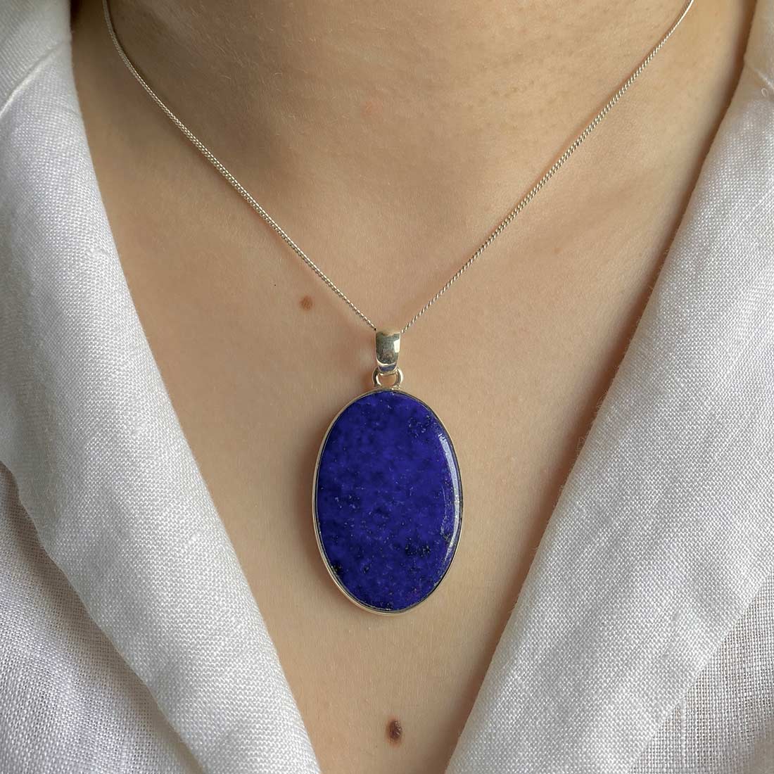 Premium Lapis Pendant - Elegant Silver Statement Piece (LLP-P-8)