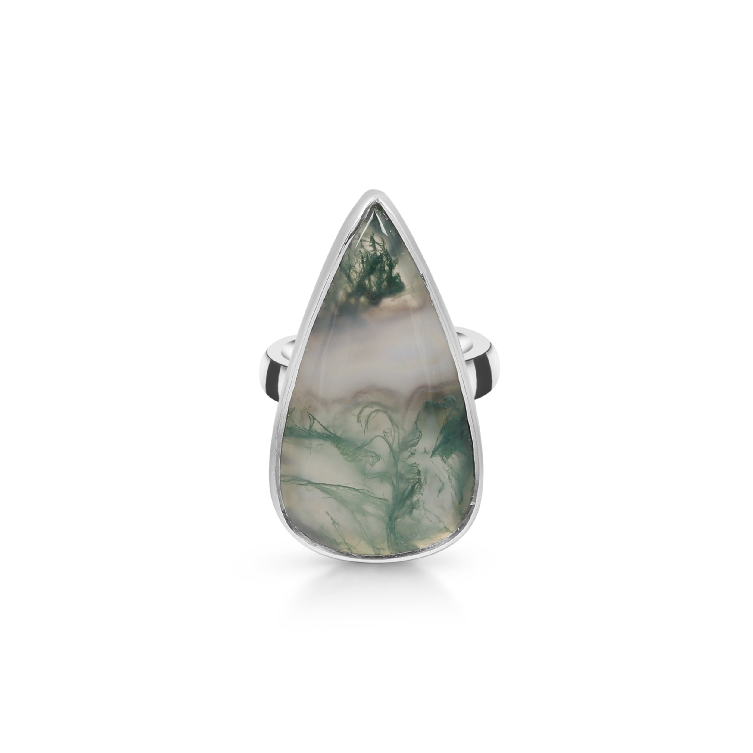 Premium Moss Agate Adjustable Ring - Elegant Statement Jewelry