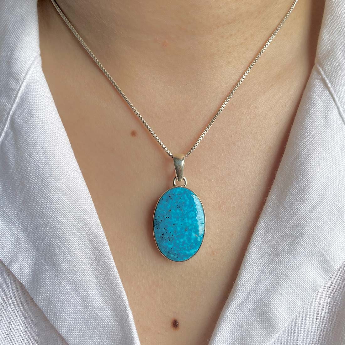 Premium Turquoise Statement Pendant - Elegant 925 Silver Jewelry